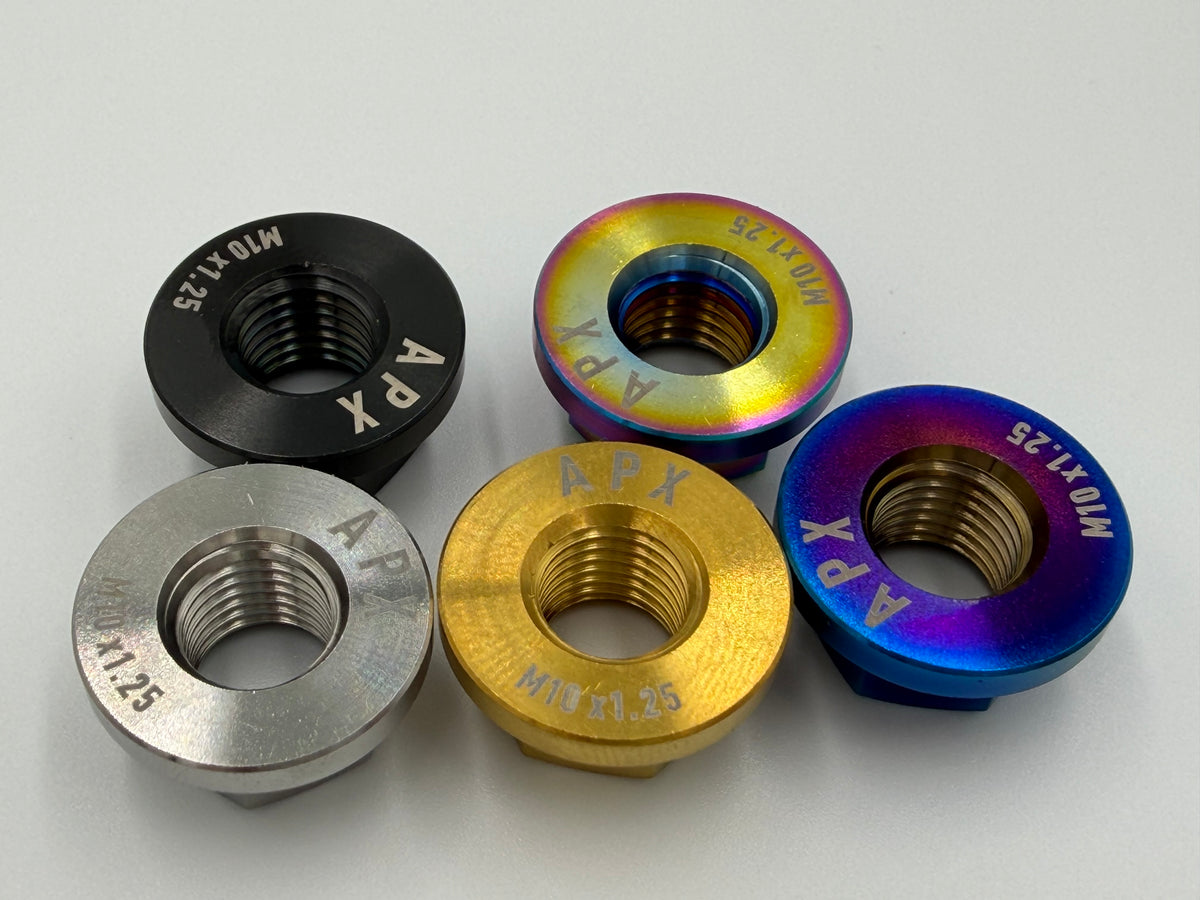 AptorX Titanium Strut Tower Nuts – M10×1.25（21mm flange– Honda / Acura)